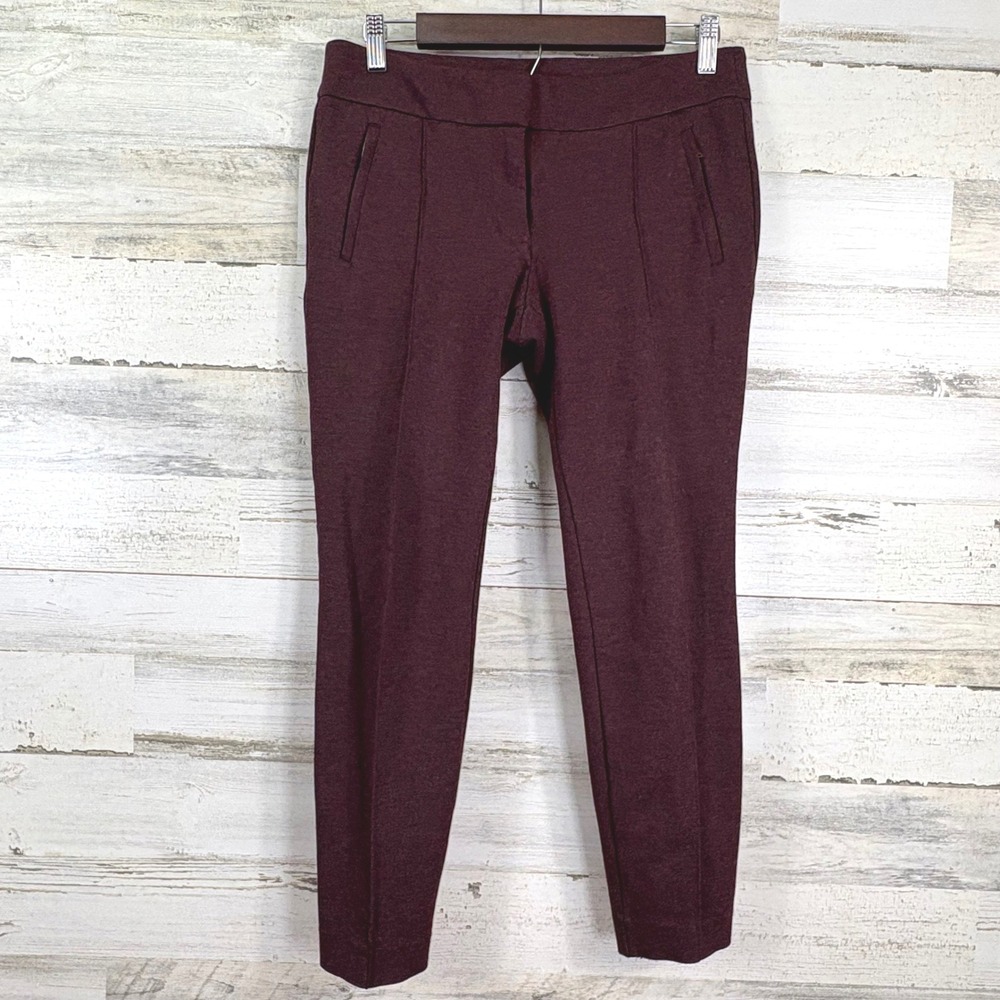 LOFT Petite Pants Womens 8P Burgundy Stretchy Dress Career Casual Ankle Trousers